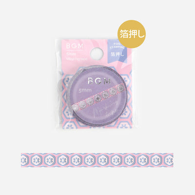 BGM Silver Foil Skinny Washi Tape - Pink Pattern BM-LSG127