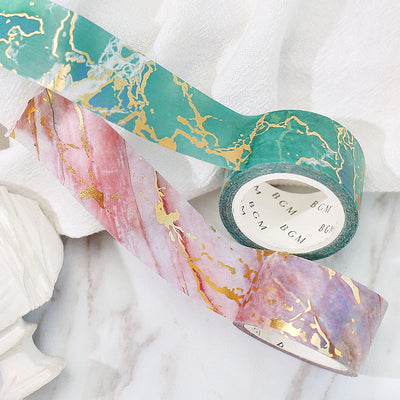 BGM Marble Gold Foil Washi Tape - Green