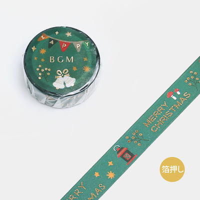 BGM Christmas 2021 Gold Foil Washi Tape - Green BM-SPLM018