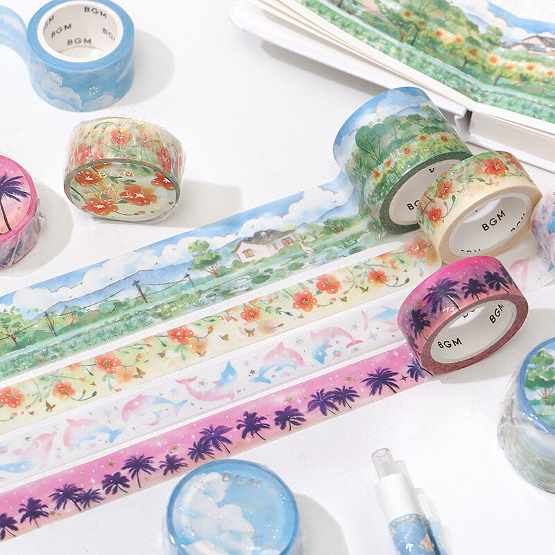 BGM Summer Limited Edition Silver Foil Washi Tape - Dolphin