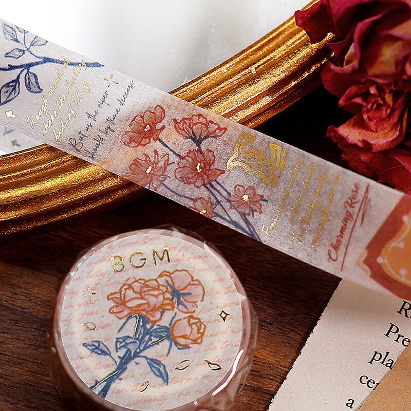 BGM Romance in the Garden Gold Foil Washi Tape - Red BM-SPNR003