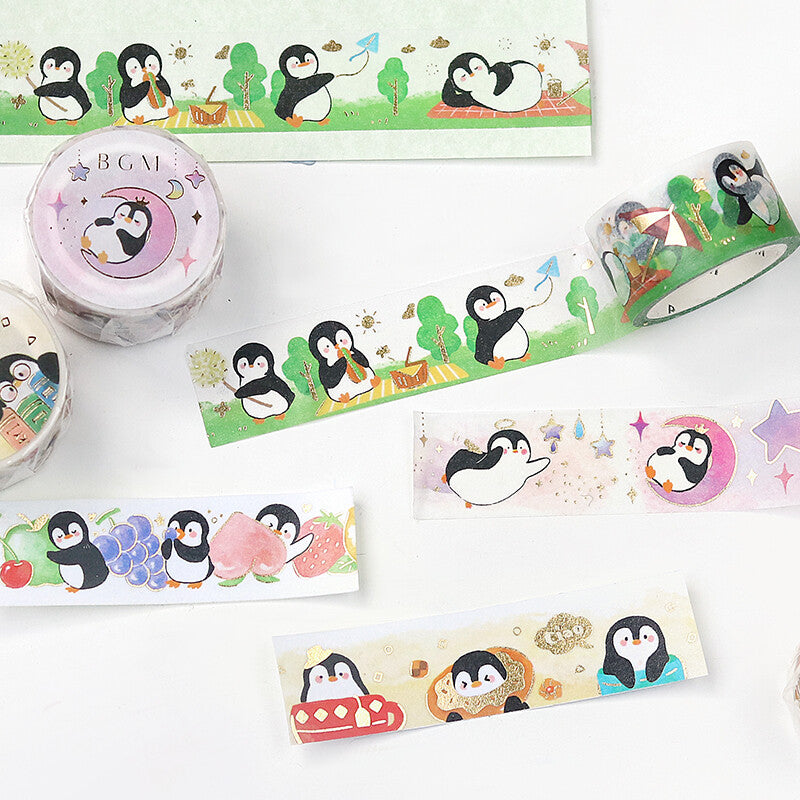 BGM Penguin Gold Foil Washi Tape - Picnic