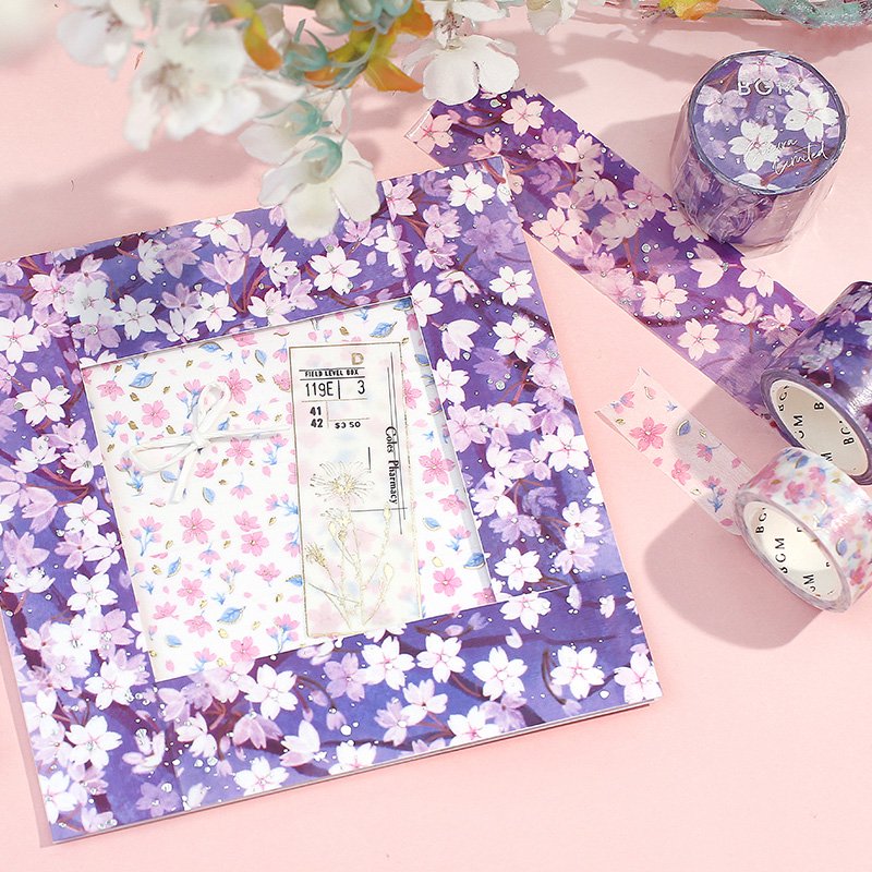 BGM Sakura Limited Edition Silver Foil Washi Tape - Wisteria Purple