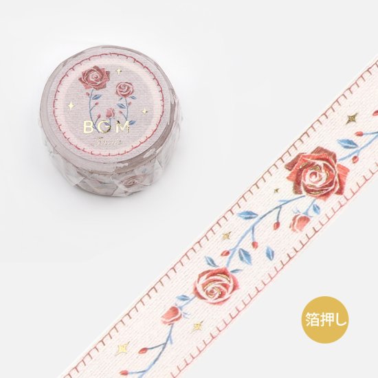 BGM Embroidered Ribbon Gold Foil Washi Tape - Rose BM-SPSR001