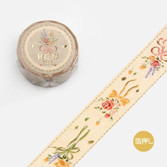 BGM Embroidered Ribbon Gold Foil Washi Tape - Bouquet BM-SPSR003