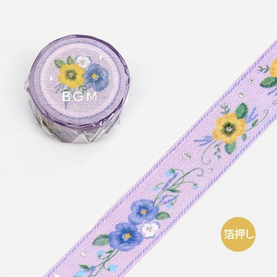 BGM Embroidered Ribbon Silver Foil Washi Tape - Violet BM-SPSR005