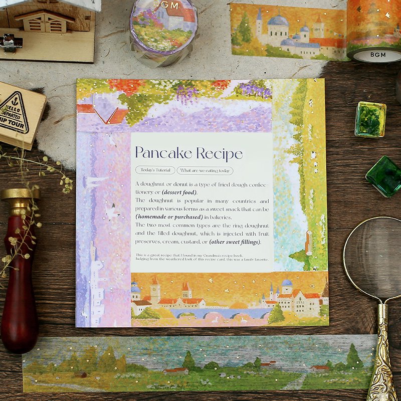 BGM Pointillism Drawing Gold Foil Washi Tape - Sunset