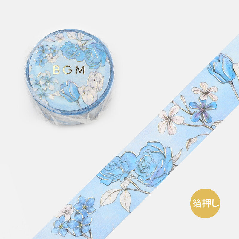 BGM Floral Gold Foil Washi Tape - Blue BM-SPYH003