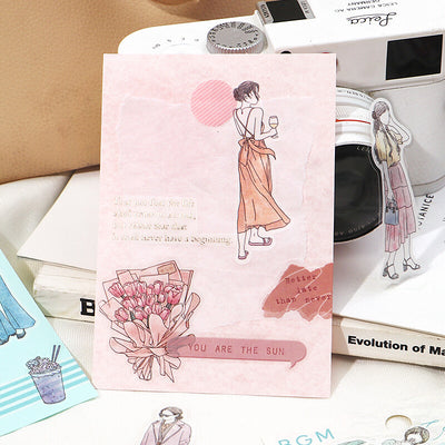 BGM Watercolor Coordinate Sticker Flakes - Pink