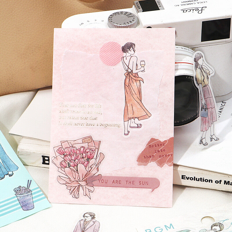 BGM Watercolor Coordinate Sticker Flakes - Pink