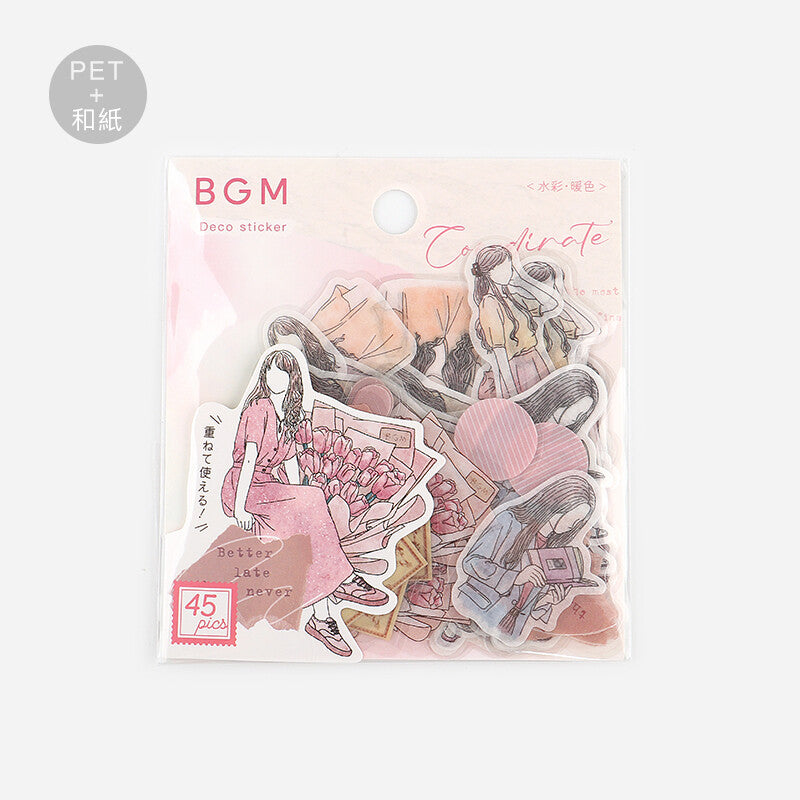 BGM Watercolor Coordinate Sticker Flakes - Pink BS-CS003