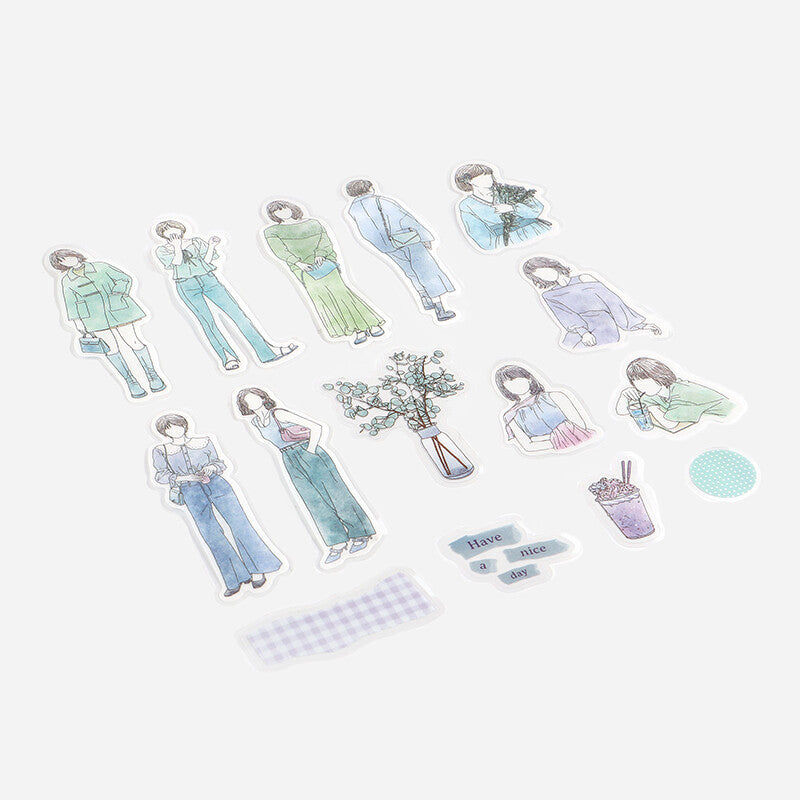 BGM Watercolor Coordinate Sticker Flakes - Blue    BS-CS004