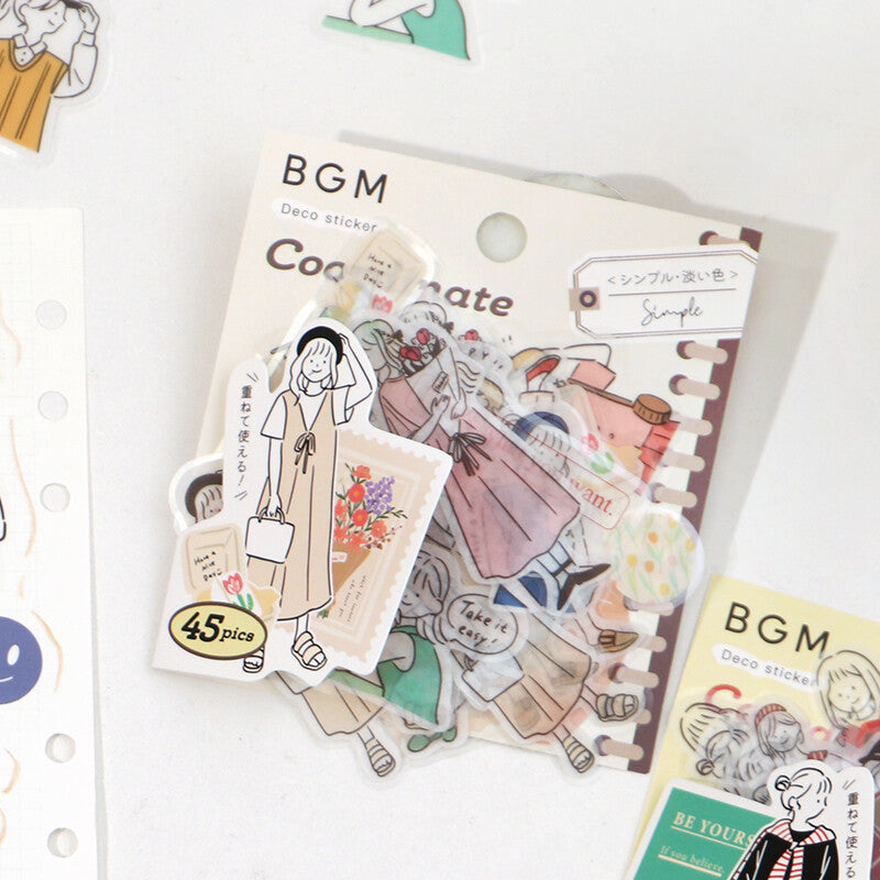BGM Simple Coordinate Sticker Flakes - Pastel Color