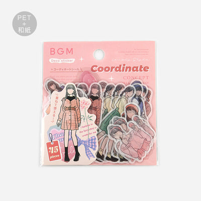 BGM Line Art Coordinate Sticker Flakes - Cute Girl BS-CS014