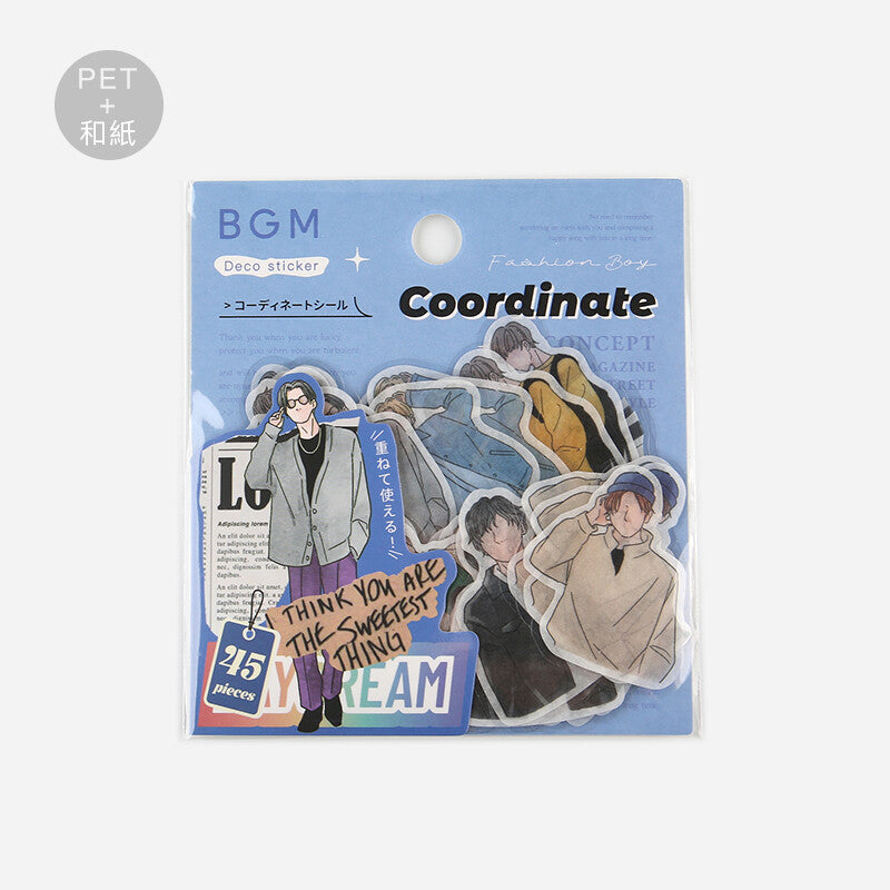 BGM Line Art Coordinate Sticker Flakes - Boy BS-CS015