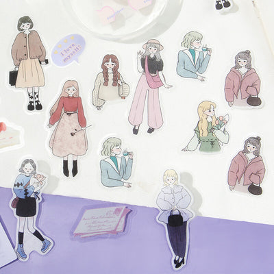 BGM Line Art Coordinate Sticker Flakes - Girl BS-CS016