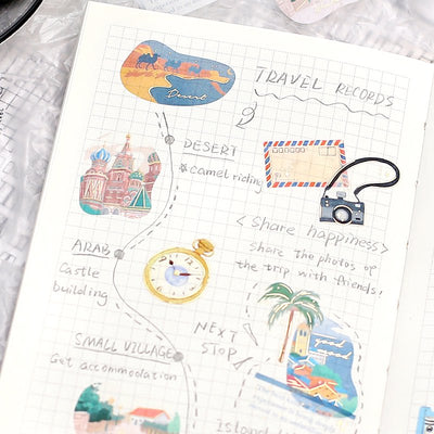 BGM Lifestyle Gold Foil Washi Sticker Flakes - World Travel