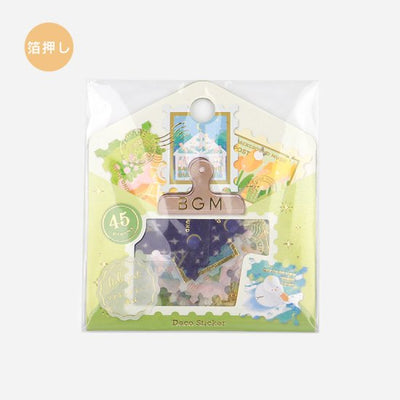 BGM Postage Stamp Gold Foil Washi Sticker Flakes - Promenade BS-FGS012