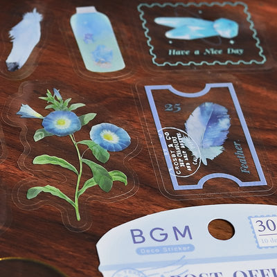 BGM Garden Post Office Clear Sticker Flakes - Blue