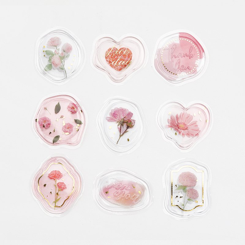 BGM Sealing Seal Sticker Flakes - Pink Flower Jewelry Box BS-SSC001