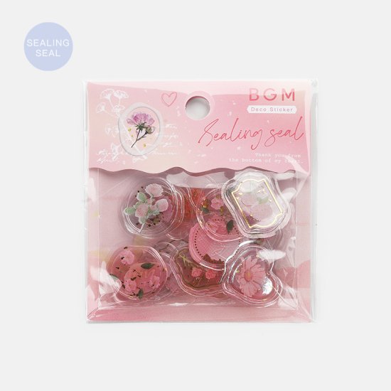 BGM Sealing Seal Sticker Flakes - Pink Flower Jewelry Box BS-SSC001