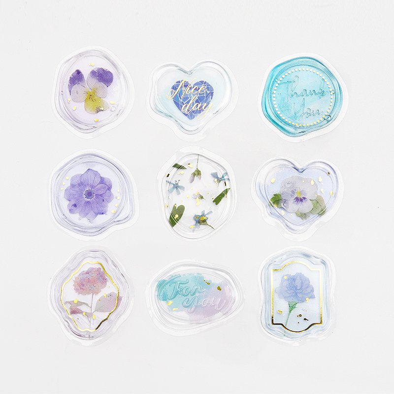 BGM Sealing Seal Sticker Flakes - Blue Flower Jewelry Box BS-SSC002