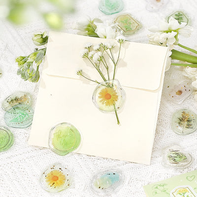 BGM Sealing Seal Sticker Flakes - Green Flower Jewelry Box