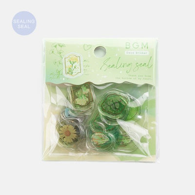 BGM Sealing Seal Sticker Flakes - Green Flower Jewelry Box BS-SSC003