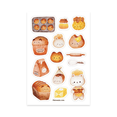 Meowashi Studio - Cat Bakery Clear Vinyl Sticker Sheet