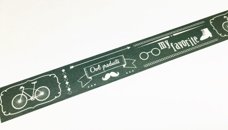 Green Flash Owl Products - Chalk art washi tape OW-056