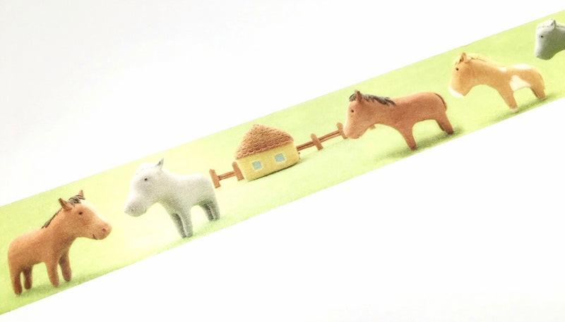 Round Top Little Animal - Horse farm washi tape