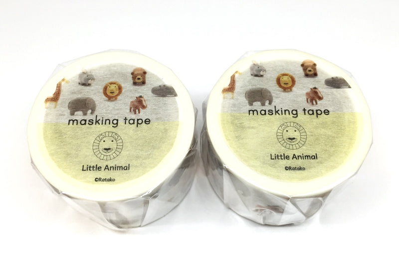 Round Top Little Animal - White background animal washi tape