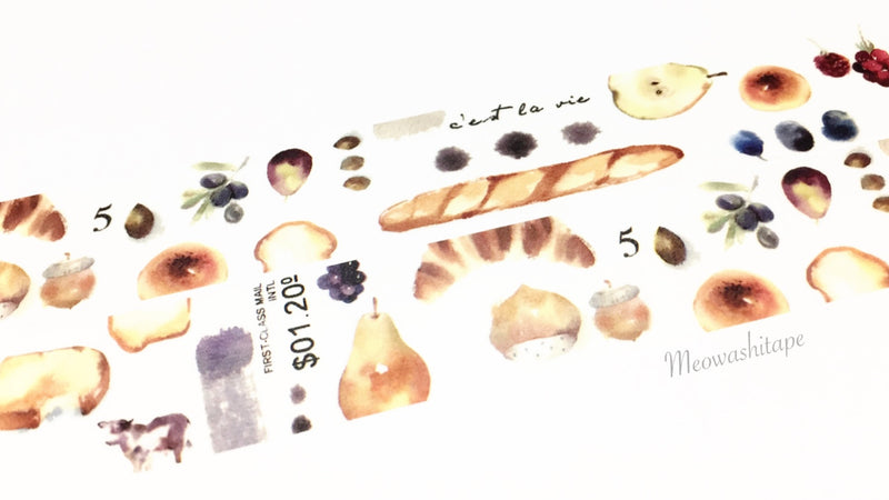 Liang Feng Watercolor Vol.3 illustration book - Breads and Pears washi tape