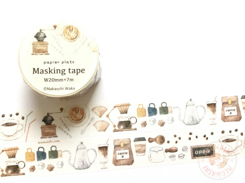Papier Platz Nakauchi Waka - Coffee washi tape 37-817
