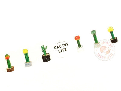 Round Top x Hirano Toshiyuki - Cactus life washi tape HT-MK-014