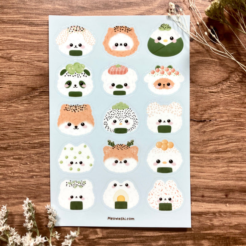 Meowashi Studio - Animal Onigiri Sticker Sheet
