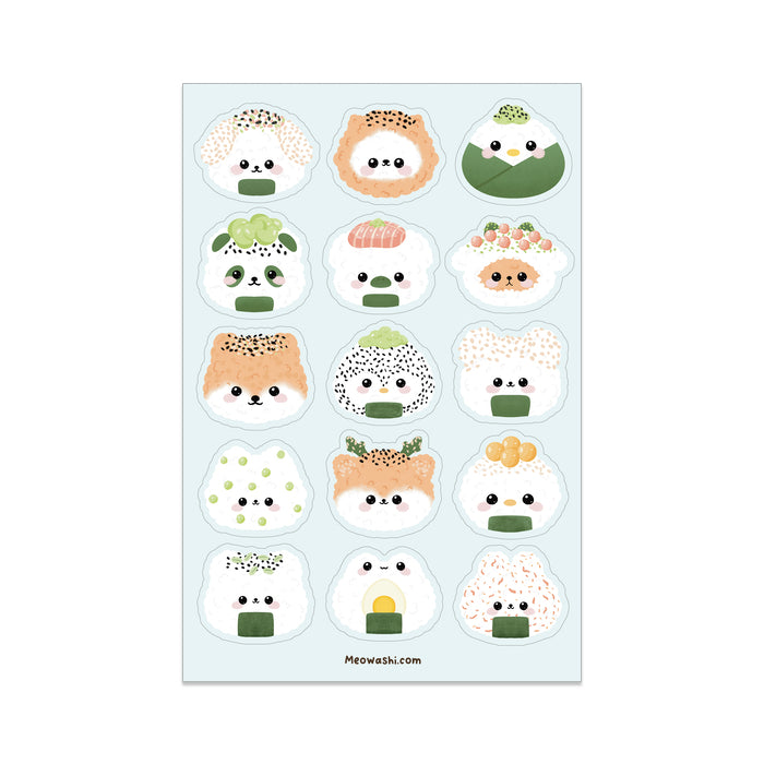 Meowashi Studio - Animal Onigiri Sticker Sheet
