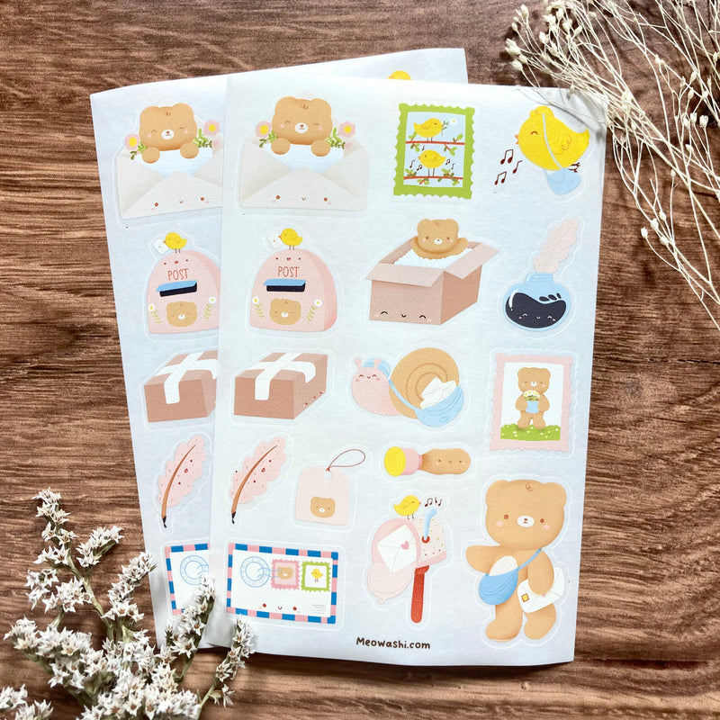 Meowashi Studio - Bear Happy Mail Washi Sticker Sheet