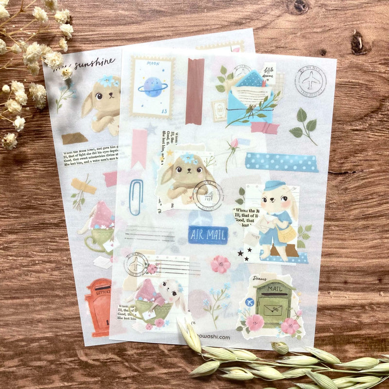 Meowashi Studio - Bunny Happy Mail Rub-on Transfer Sticker