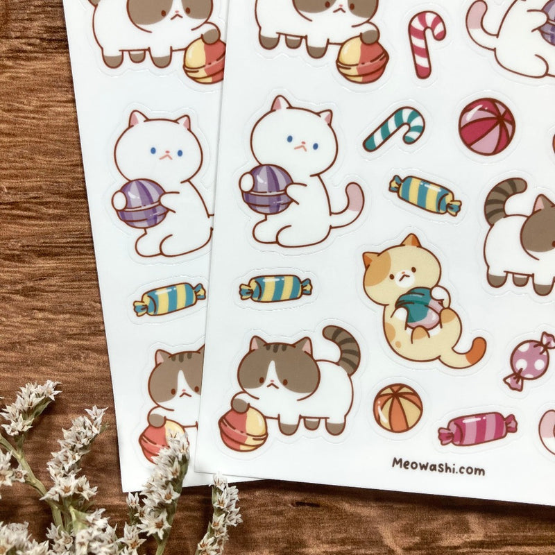 Meowashi Studio - Cat and Candy Vinyl Sticker Sheet