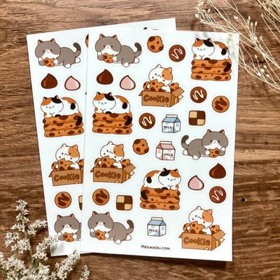 Meowashi Studio - Cat and Cookie Vinyl Sticker Sheet