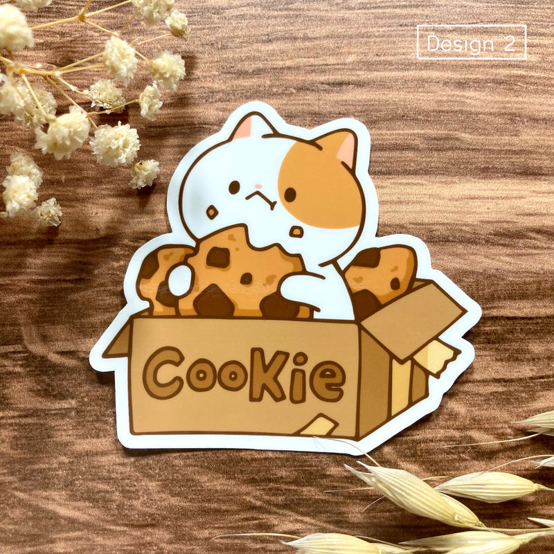Meowashi Studio - Cat and Cookie Vinyl Sticker  (Design 2)