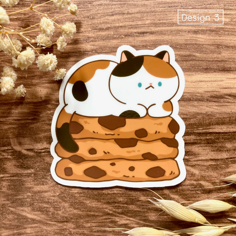 Meowashi Studio - Cat and Cookie Vinyl Sticker  (Design 3)