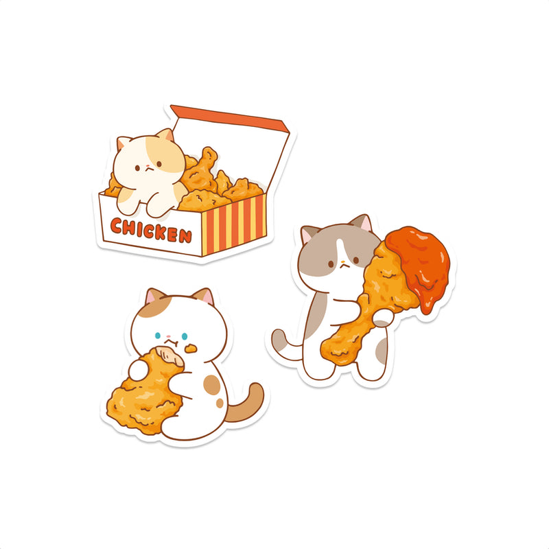 Meowashi Studio - Cat and Fried Chicken Vinyl Sticker 
