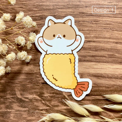 Meowashi Studio - Cat and Japanese Food Vinyl Sticker (Design 1)