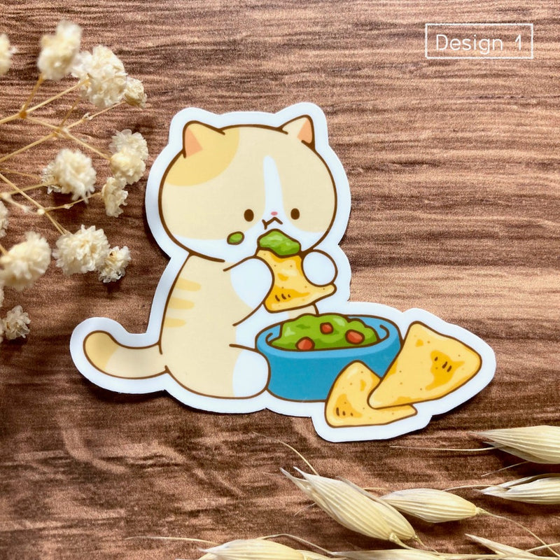 Meowashi Studio - Cat and Mexican Food Vinyl Sticker (Design 1)