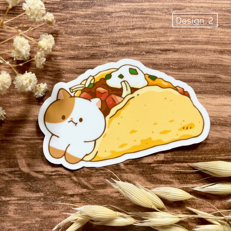 Meowashi Studio - Cat and Mexican Food Vinyl Sticker (Design 2)