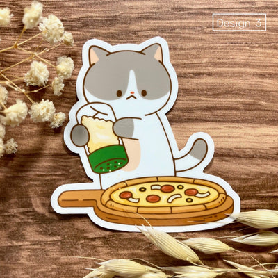 Cat and Pizza Vinyl Sticker