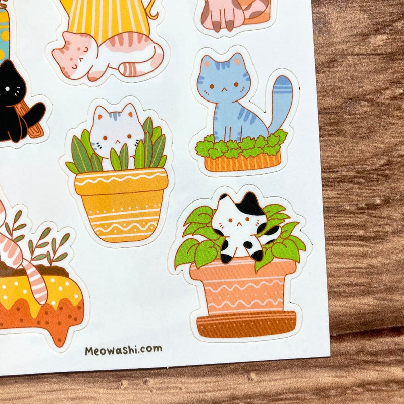 Meowashi Studio - Cat and Potted Plant Sticker Sheet