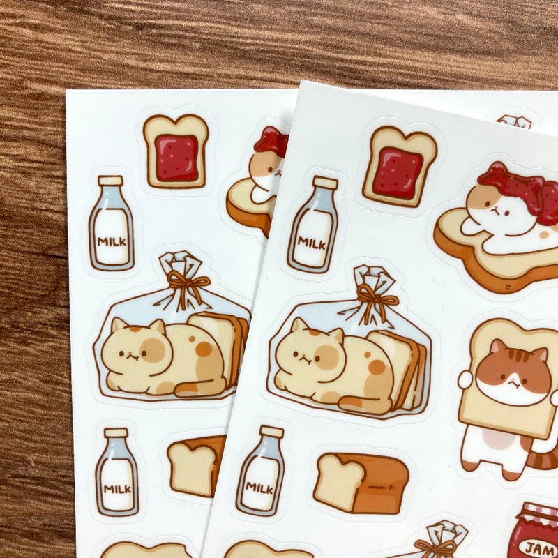 Meowashi Studio - Cat and Toast Vinyl Sticker Sheet 